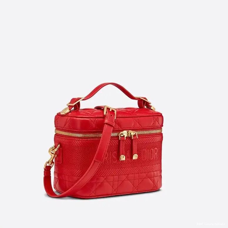 Red Case Cannage Lambskin DiorTravel Vanity Small 0421 Luxury